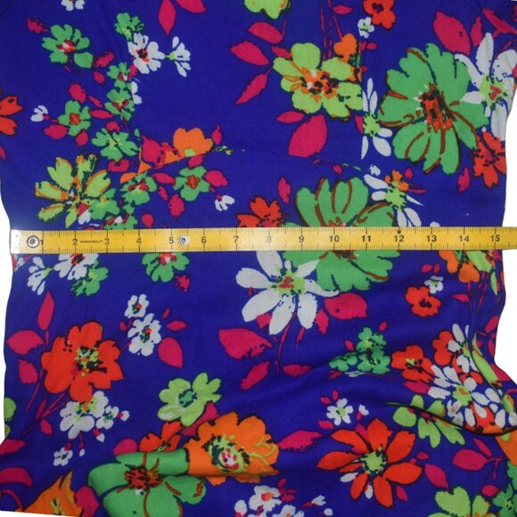 Vintage Maxi Dress Flower Power Print Long Sleeves 60s 70s Park East by Swirl M - Picture 8 of 9